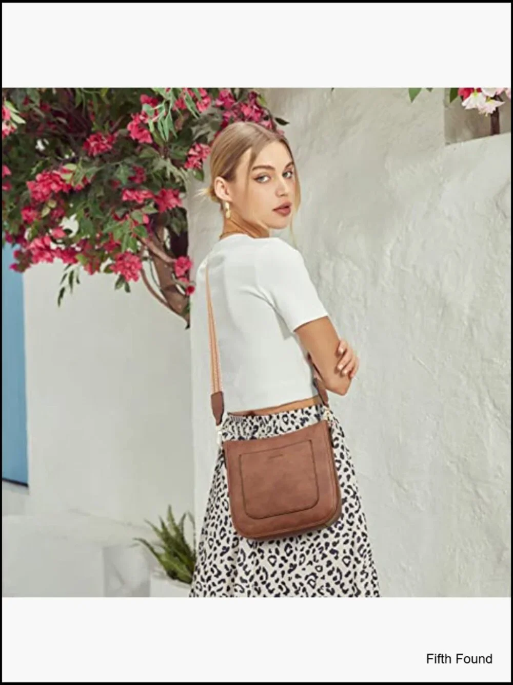 Vegan Leather Crossbody Hobo Bag with Wide Guitar Strap